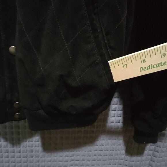 VTG Black Nubuck Leather Jacket Sz10 Distressed Snap Quilted Moto Bomber Biker - Picture 13 of 16
